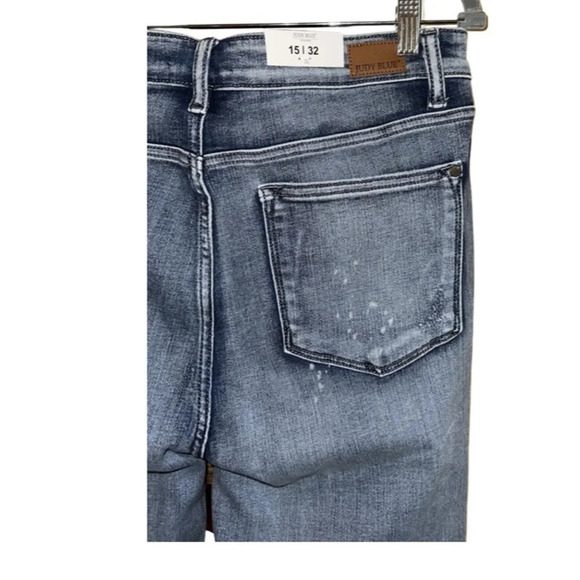 Judy Blue Bleach Destroyed Splash High Waist Jeans Skinny Fit Size 15/32 - Picture 9 of 10